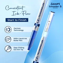 luxor Schneider LX5 Technoroller| 0.5 mm tip| German Technology| 100% Liquid Ink Roller Ball Pen image 5