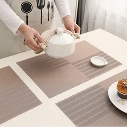 HOKIPO 6 Pieces Brown Textured Table Placemats image 3