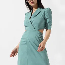 Campus Sutra Lapel Collar Wrap Dress-image-26