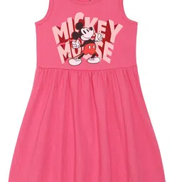 Disney by Wear Your Mind Girls Pink Mickey Mouse Print Cotton A-line Dress-picture-22