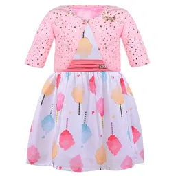 Wish Karo Print Satin Peplum Dress With Jacket-picture-44