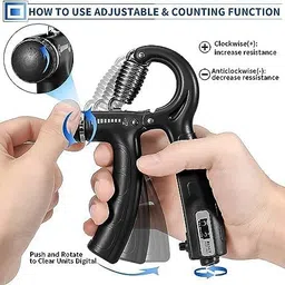 ZENITRAIN Hand Grip Gym with Counter Hand Gripper 5 to 60 Kg Adjustable Resistance Hand Grip Strengthener Hand Grip Workout Resistance Workout - Black image 4