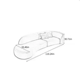 woodcrafted 110.24 inch Modern Futuristic J- Style Curved Velvet Sofa, Sectional Sofa Round Arm with Soft Pillow for Living Room, Bedroom, Hallways (Grey) image 2