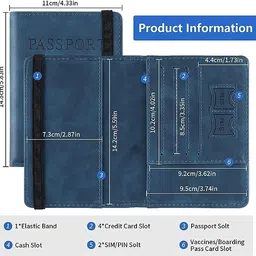 stealodeal Passport Holder Travel Wallet Organiser, Passport Case with PU Leather Travel Document Holder for Men & Women (Dark Blue) image 3