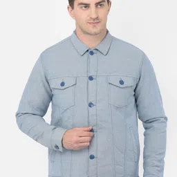 Canary London Men Grey & Blue Denim Jacket-image-16