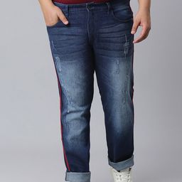 Instafab Plus Plus Size Men Jean Relaxed Fit Mildly Distressed Light Fade Cotton Jeans-picture-8