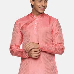 Sethukrishna Men Red Woven Design Kurta-picture-18