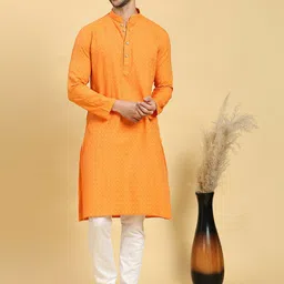 RAJUBHAI HARGOVINDAS Geometric Woven Design Pure Cotton Straight Kurta-picture-31