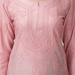 Seva Chikan Ethnic Motifs Embroidered Chikankari Shadow Work Chanderi Cotton Kurta image 5
