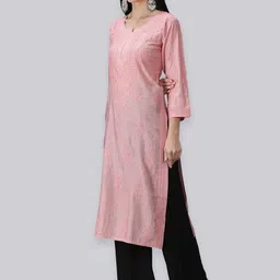 Seva Chikan Ethnic Motifs Embroidered Chikankari Shadow Work Chanderi Cotton Kurta image 3