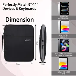 Wooum Fabric Ipad 11 Pro Sleeve/Case/Pouch 9.7, 10.5, 10.9" Tablet Pouch/Tablet Sleeve/Tablet Bag/Ipad Cover/Document,Pen,Stationary Organizer (Black) image 3