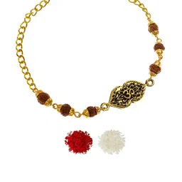 aadita Men Gold-Toned Bracelet Style OM Handmade Rakhi-picture-40