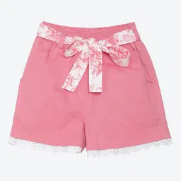 Biba Girls Pink Denim Shorts With Belt image 1