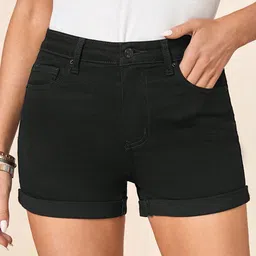 AAHWAN Women Slim Fit High-Rise Denim Shorts-image-76