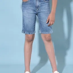 Crimsoune Club Boys Slim Fit Mid-Rise Pure Cotton Denim Shorts-image-56