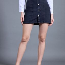 Miss Chase Denim A-Line Mini Skirts-picture-34
