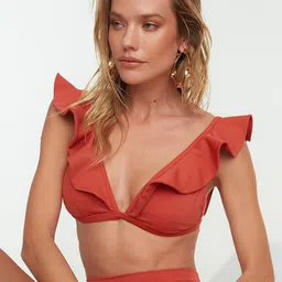 Trendyol Women Rust Solid Swim Top-picture-28