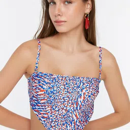 Trendyol Blue Printed Swim Tops image 1