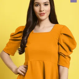 Fabflee Pack Of 2 Puff Sleeve Casual Peplum Tops-picture-16