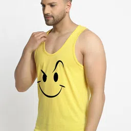 Friskers Men Pack of 2 Blue & Yellow Printed Pure Cotton  Innerwear   Vest image 4