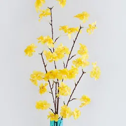 Home Centre Yellow Botanical Artificial Plastic Cherry Blossom Flower image 1