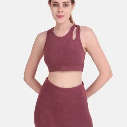 Wear Jukebox Women Purple Textured Sports Bra-image-3
