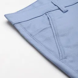 SOJANYA Men Blue Self Design Smart Regular Fit Formal Trousers image 4