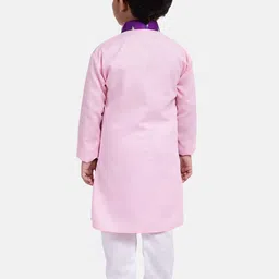 BownBee Boys Ethnic Motifs Printed Attached Jacket Pure Cotton Kurta With Pyjamas image 2