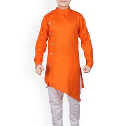 Pro-Ethic STYLE DEVELOPER Boys Angrakha Asymmetric Kurta with Pyjamas-picture-28