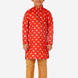 Pro-Ethic STYLE DEVELOPER Boys Paisley Printed Mandarin Collar Kurta with Pyjamas-picture-31