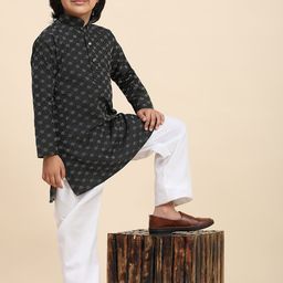 Pro-Ethic STYLE DEVELOPER Boys Checked Regular Pure Cotton Kurta With Pyjamas-picture-3