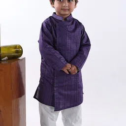 Maaikid Boys Ethnic Motifs Woven Design Cotton Silk Angrakha Kurta with Pyjamas-picture-12