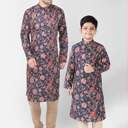 TABARD Boys Blue Printed Pure Cotton Kurta with Pyjama-picture-26
