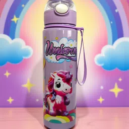 organzee Unicorn Water Bottle –Cute Leakproof with Flip Cap | BPA-Free Bottle for Kids 600 ml Water Bottle image 5