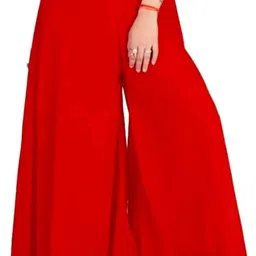arc Women Flared Red Georgette Trousers-picture-27