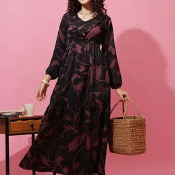 sheetal associates Women Fit and Flare Black Maxi/Full Length Dress-picture-18