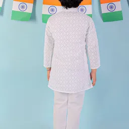 KID1 Boys Embroidered Pure Cotton Kurta with Pyjamas image 4