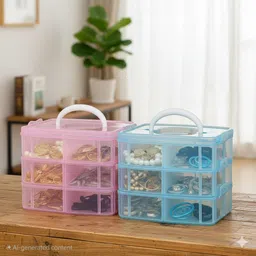 maxtid Containers Kitchen Rack 6 layer Fairy Tale Pink & Sky Blue Jewelry Box Plastic-picture-20