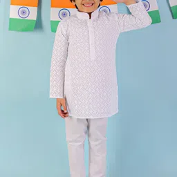 KID1 Boys Embroidered Pure Cotton Kurta with Pyjamas image 3
