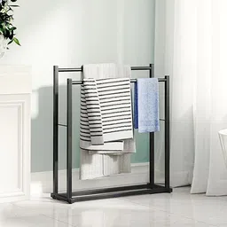 icon creartion by icon creation 2 Tier Wider Towel Drying Rack Towel Rack Pool Towel Blanket Stand Display Black Black Towel Holder image 3