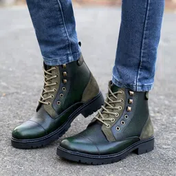 bacca bucci Leather Boots for Bikers Riders Trekking Trail & Hiking with Fur Lining Boots For Men image 1