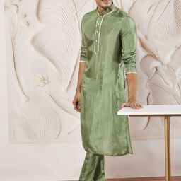 VASTRAMAY Gotta Patti Mandarin Collar Straight Kurta with Pyjamas-picture-18