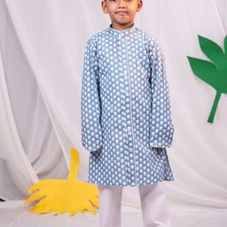 VASTRAMAY Boys Floral Printed Regular Pure Cotton Kurta with Pyjamas-picture-8