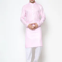 COCOI LIFESTYLE Men Pink Solid Dupion Silk Kurta with Pyjamas-picture-25