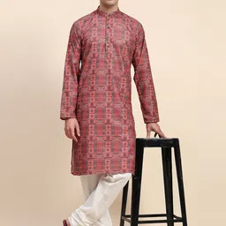 Moda Rapido Men Ethnic Motifs Embroidered Regular Sequinned Kurta with Pyjamas-picture-33