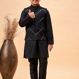 VASTRAMAY Boys Kurta & Pyjamas With Nehru Jacket-picture-11