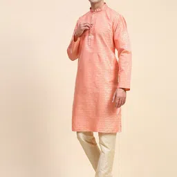 Moda Rapido Men Ethnic Motifs Embroidered Regular Thread Work Kurta with Pyjamas image 4