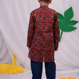 VASTRAMAY Boys Ethnic Motifs Printed Regular Pure Cotton Kurta with Pyjamas image 2