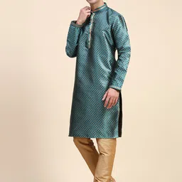 Enciger Men Ethnic Motifs Regular Kurta with Churidar image 5