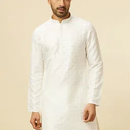 Manyavar Geometric Embroidered Thread Work Kurta with Pyjamas image 5
